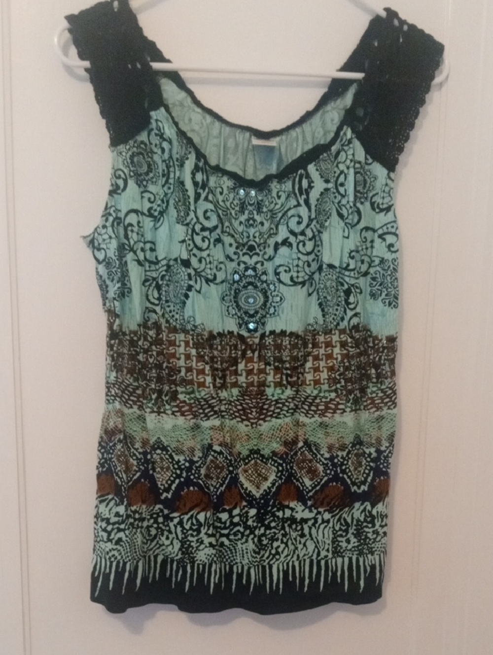 women large sleeveless top mint green black
